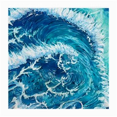 Abstract Blue Ocean Waves Iii Medium Glasses Cloth (2 Sides) by GardenOfOphir