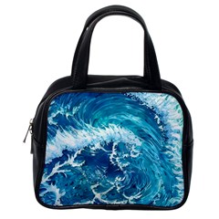 Abstract Blue Ocean Waves Iii Classic Handbag (one Side) by GardenOfOphir