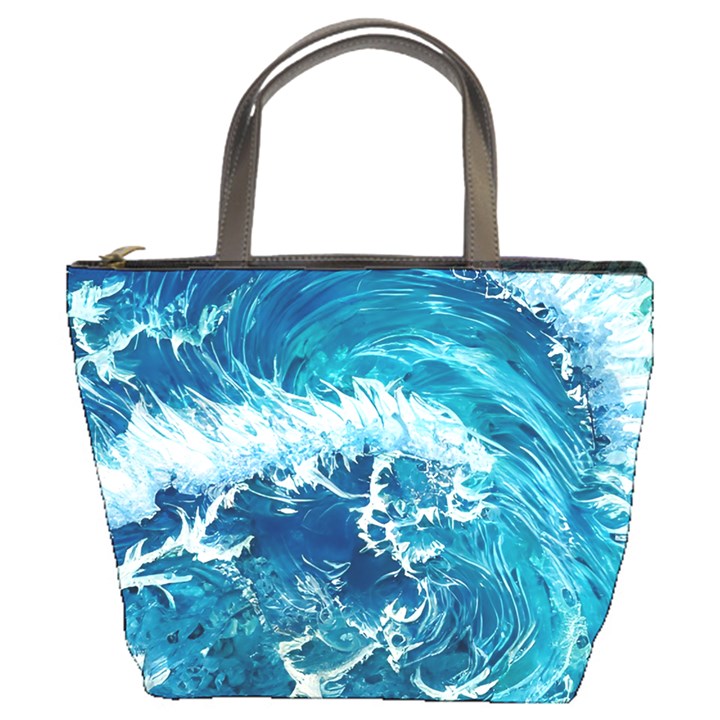 Abstract Blue Ocean Waves Iii Bucket Bag