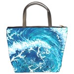 Abstract Blue Ocean Waves Iii Bucket Bag Back