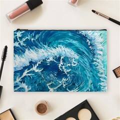 Abstract Blue Ocean Waves Iii Cosmetic Bag (large) by GardenOfOphir