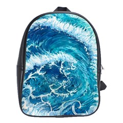 Abstract Blue Ocean Waves Iii School Bag (large) by GardenOfOphir