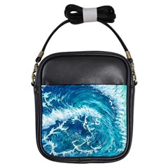 Abstract Blue Ocean Waves Iii Girls Sling Bag by GardenOfOphir