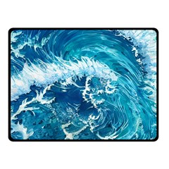 Abstract Blue Ocean Waves Iii One Side Fleece Blanket (small) by GardenOfOphir