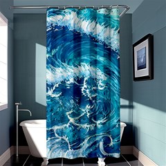 Abstract Blue Ocean Waves Iii Shower Curtain 36  X 72  (stall)  by GardenOfOphir