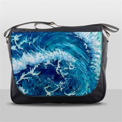 Abstract Blue Ocean Waves Iii Messenger Bag by GardenOfOphir