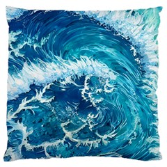 Abstract Blue Ocean Waves Iii Large Cushion Case (two Sides) by GardenOfOphir