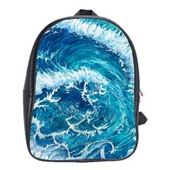 Abstract Blue Ocean Waves Iii School Bag (xl) by GardenOfOphir