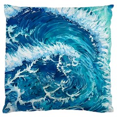 Abstract Blue Ocean Waves Iii Standard Premium Plush Fleece Cushion Case (two Sides) by GardenOfOphir