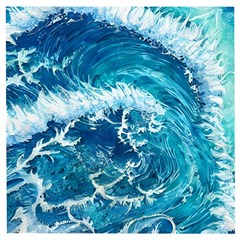 Abstract Blue Ocean Waves Iii Wooden Puzzle Square by GardenOfOphir