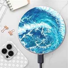 Abstract Blue Ocean Waves Iii Wireless Fast Charger(white) by GardenOfOphir