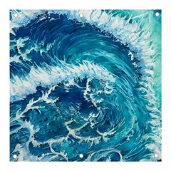 Abstract Blue Ocean Waves Iii Banner And Sign 3  X 3  by GardenOfOphir