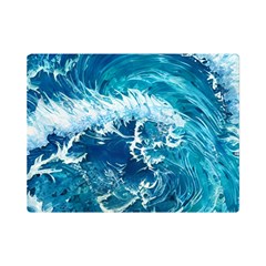 Abstract Blue Ocean Waves Iii One Side Premium Plush Fleece Blanket (mini) by GardenOfOphir