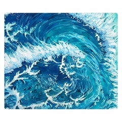 Abstract Blue Ocean Waves Iii One Side Premium Plush Fleece Blanket (small)