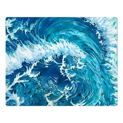 Abstract Blue Ocean Waves Iii One Side Premium Plush Fleece Blanket (large) by GardenOfOphir