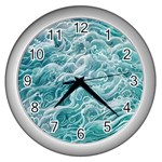 Nature Ocean Waves Wall Clock (Silver) Front