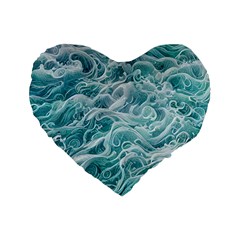 Nature Ocean Waves Standard 16  Premium Heart Shape Cushions by GardenOfOphir