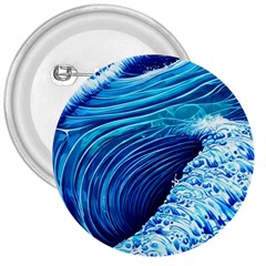 Simple Blue Ocean Wave 3  Buttons by GardenOfOphir