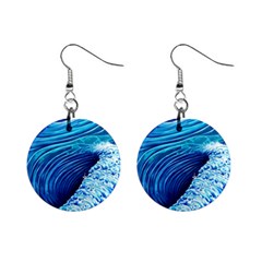 Simple Blue Ocean Wave Mini Button Earrings by GardenOfOphir