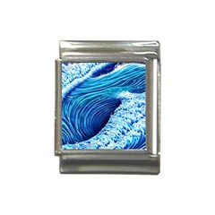 Simple Blue Ocean Wave Italian Charm (13mm)