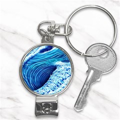 Simple Blue Ocean Wave Nail Clippers Key Chain