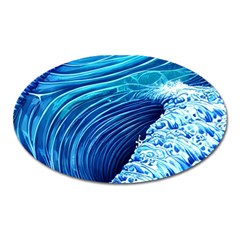 Simple Blue Ocean Wave Oval Magnet by GardenOfOphir