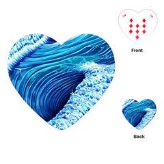 Simple Blue Ocean Wave Playing Cards Single Design (heart) by GardenOfOphir