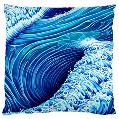 Simple Blue Ocean Wave Large Cushion Case (two Sides) by GardenOfOphir