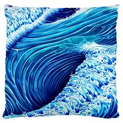 Simple Blue Ocean Wave Standard Premium Plush Fleece Cushion Case (one Side) by GardenOfOphir