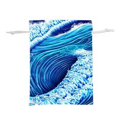 Simple Blue Ocean Wave Lightweight Drawstring Pouch (s) by GardenOfOphir