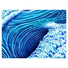 Simple Blue Ocean Wave Premium Plush Fleece Blanket (extra Small)