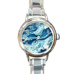 Summer Ocean Waves Round Italian Charm Watch