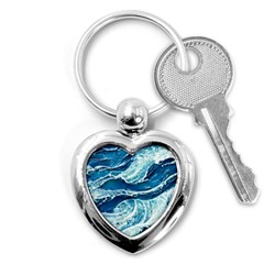 Summer Ocean Waves Key Chain (Heart)