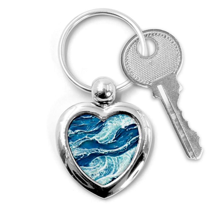 Summer Ocean Waves Key Chain (Heart)