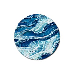 Summer Ocean Waves Rubber Coaster (Round)