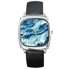 Summer Ocean Waves Square Metal Watch by GardenOfOphir