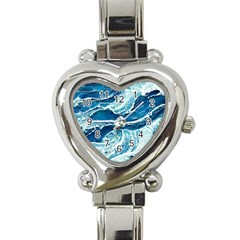 Summer Ocean Waves Heart Italian Charm Watch