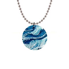 Summer Ocean Waves 1  Button Necklace by GardenOfOphir