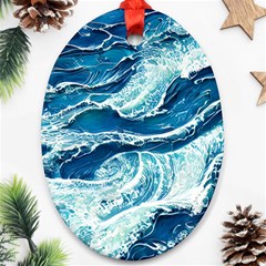 Summer Ocean Waves Oval Ornament (Two Sides)