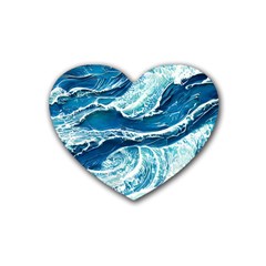 Summer Ocean Waves Rubber Heart Coaster (4 pack)