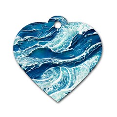 Summer Ocean Waves Dog Tag Heart (one Side) by GardenOfOphir