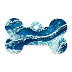 Summer Ocean Waves Dog Tag Bone (One Side)