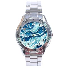 Summer Ocean Waves Stainless Steel Analogue Watch by GardenOfOphir