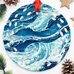 Summer Ocean Waves Ornament (Round Filigree)