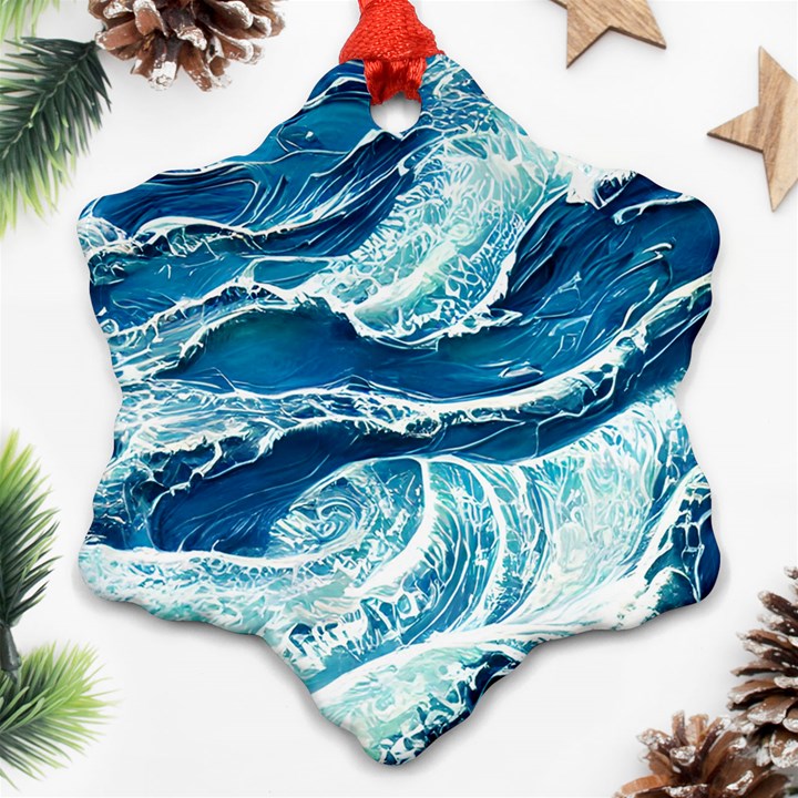 Summer Ocean Waves Ornament (Snowflake)