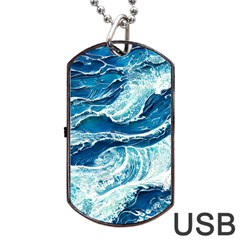 Summer Ocean Waves Dog Tag USB Flash (One Side)