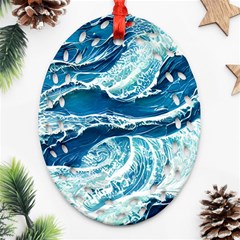 Summer Ocean Waves Ornament (Oval Filigree)