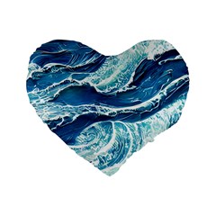 Summer Ocean Waves Standard 16  Premium Heart Shape Cushions