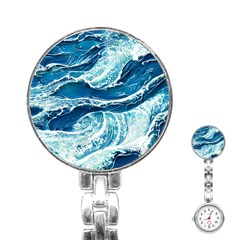 Summer Ocean Waves Stainless Steel Nurses Watch