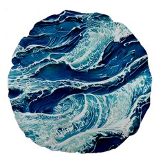 Summer Ocean Waves Large 18  Premium Flano Round Cushions by GardenOfOphir